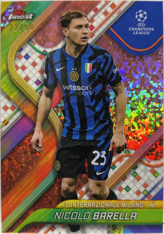 Nicolo Barella 22/50 Gold Mini Diamond Topps Finest UCC 2024/25