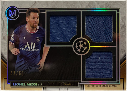 Lionel Messi 42/50 Patch Worn Triple Relic Topps Museum 2021/22