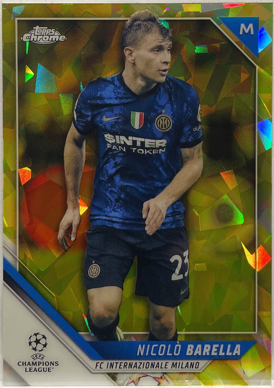 Nicolo Barella 98/99 Cracked Ice Yellow Topps Chrome UCL 2020/21
