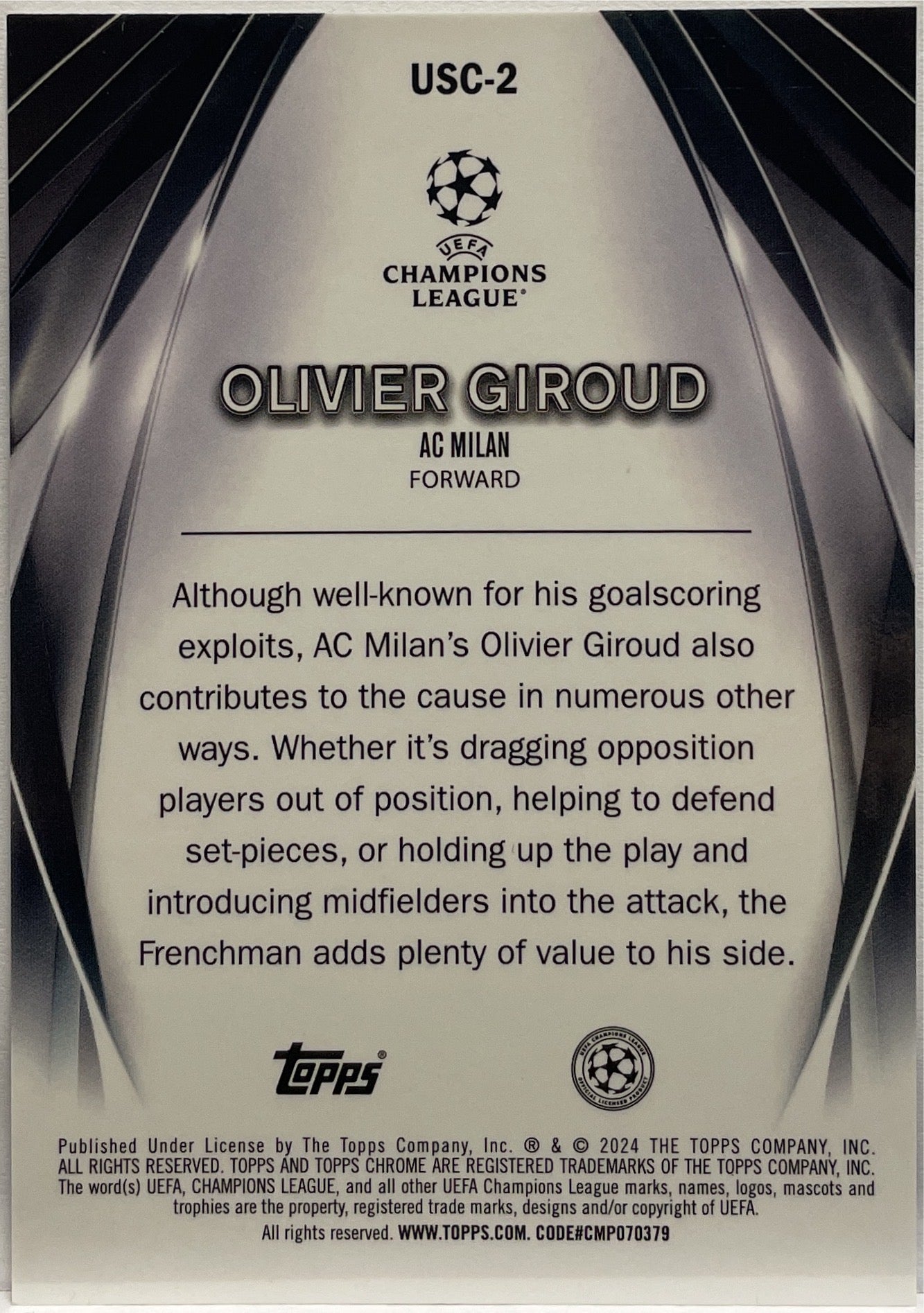 Oliver Giroud 30/150 Ultimate Stage Blue Topps UCC 2023/24