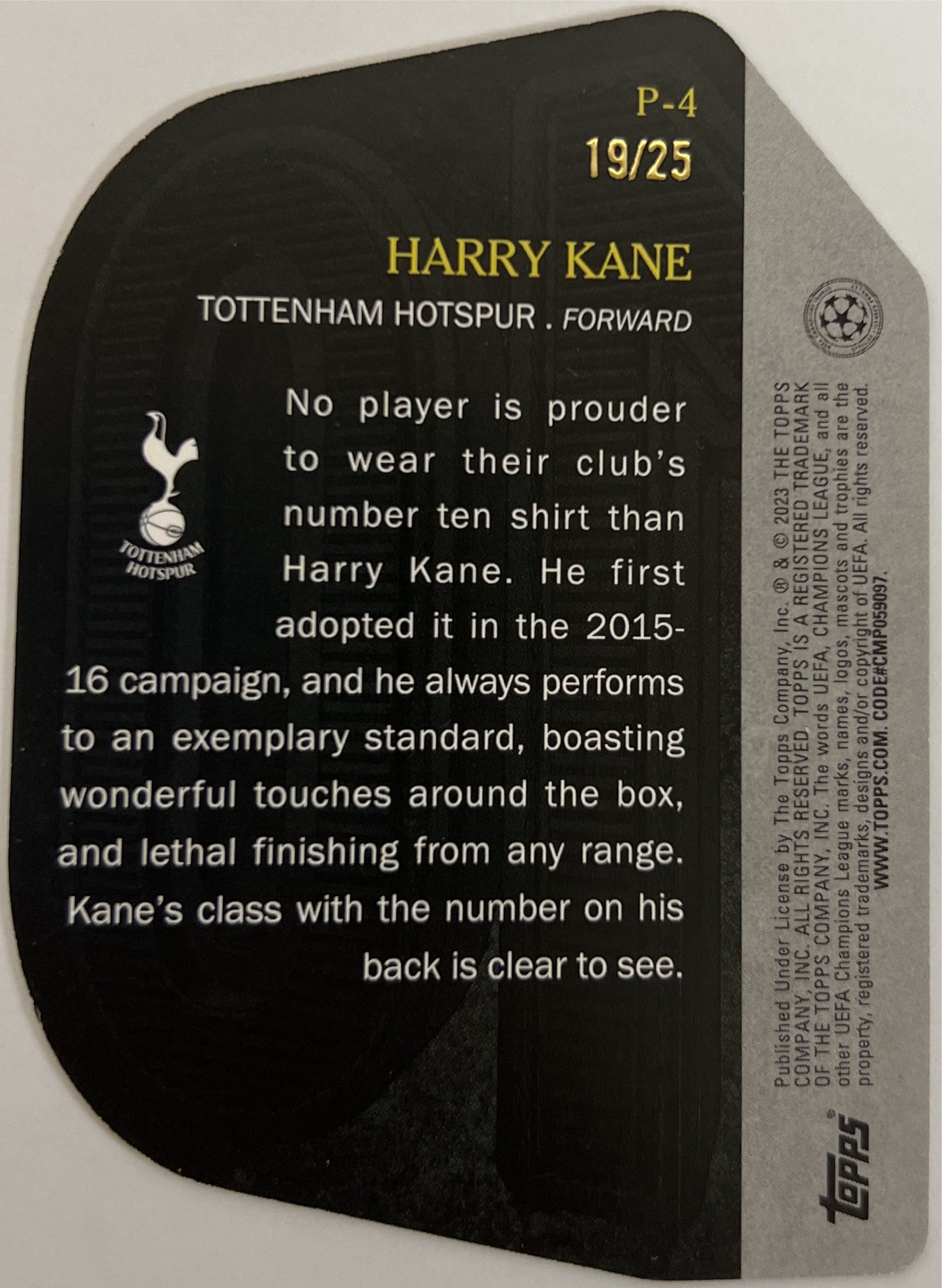 Harry Kane 19/25 Perfection Orange Topps Superstars UCL 2022/23