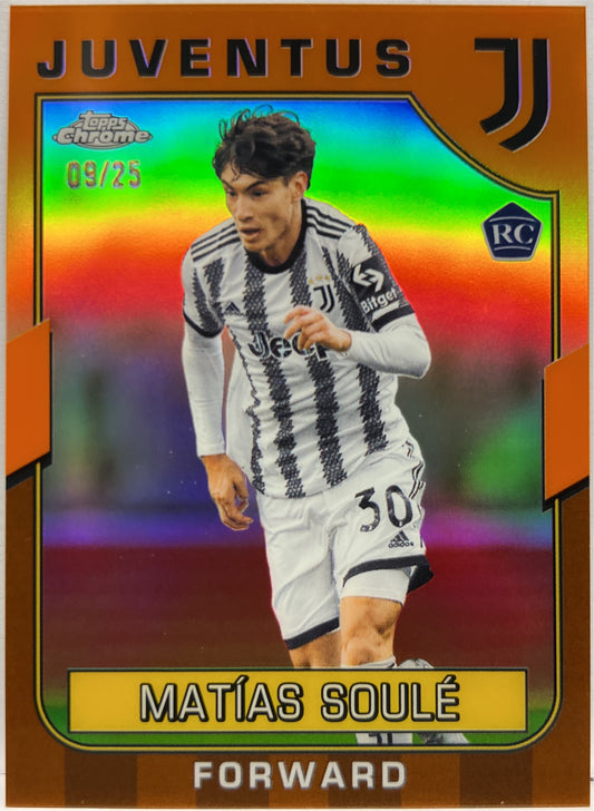 Matias Soule 9/25 Rookie Orange Topps Chrome Juventus 2022/23