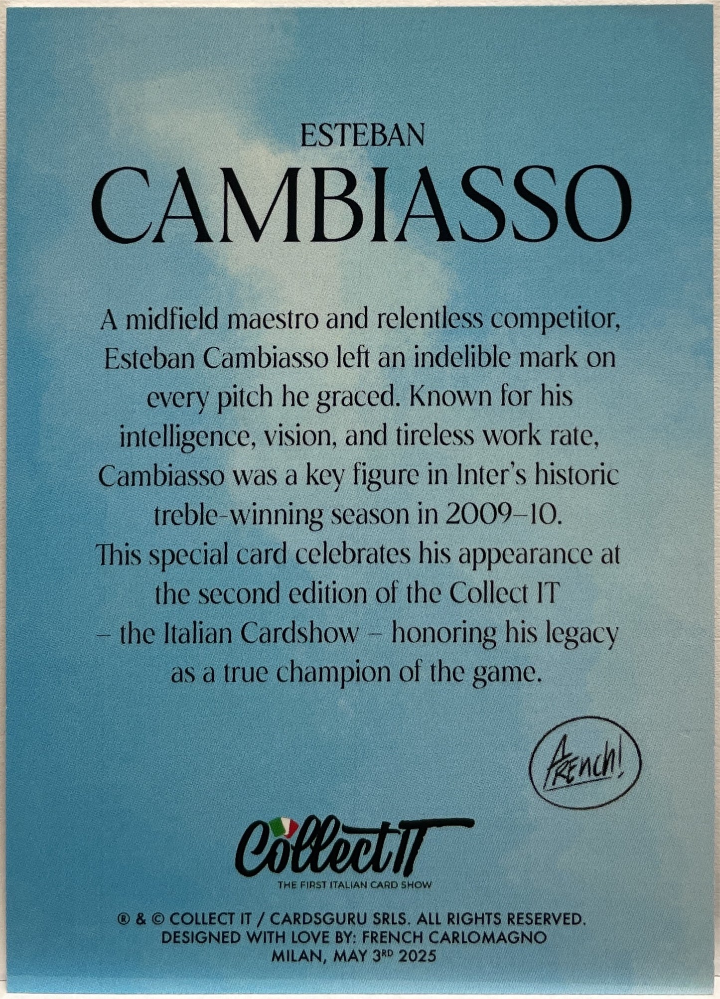 Esteban Cambiasso Cuchu Topps Italian Show 2025