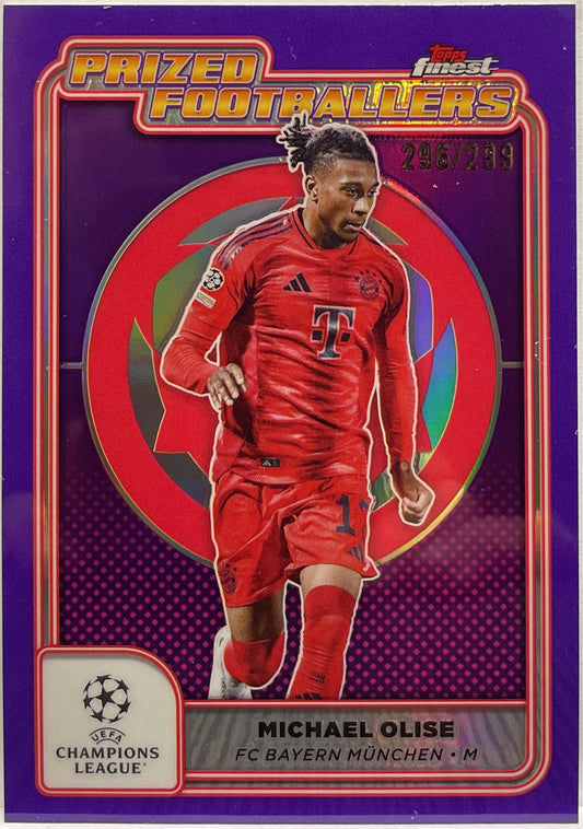Michael olise 296/299 Prized Footballers Purple Topps Finest UCC 2024/25