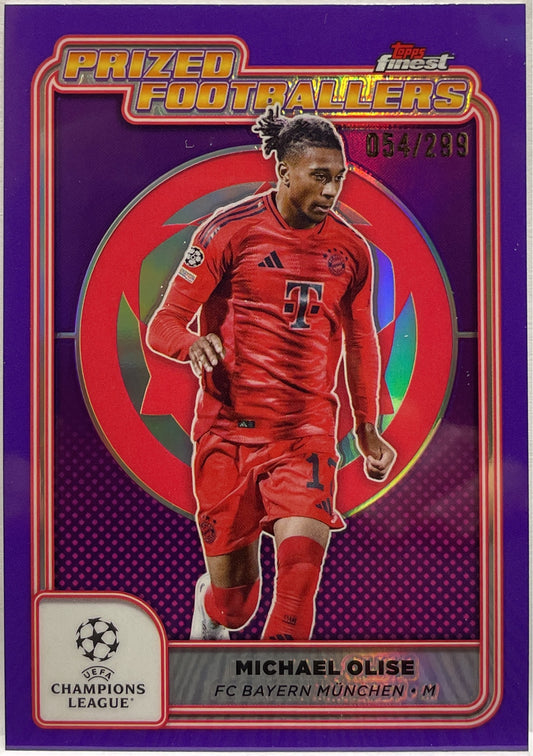 Michael Olise 54/299 Prized Footballers Purple Topps Finest UCC 2024/25