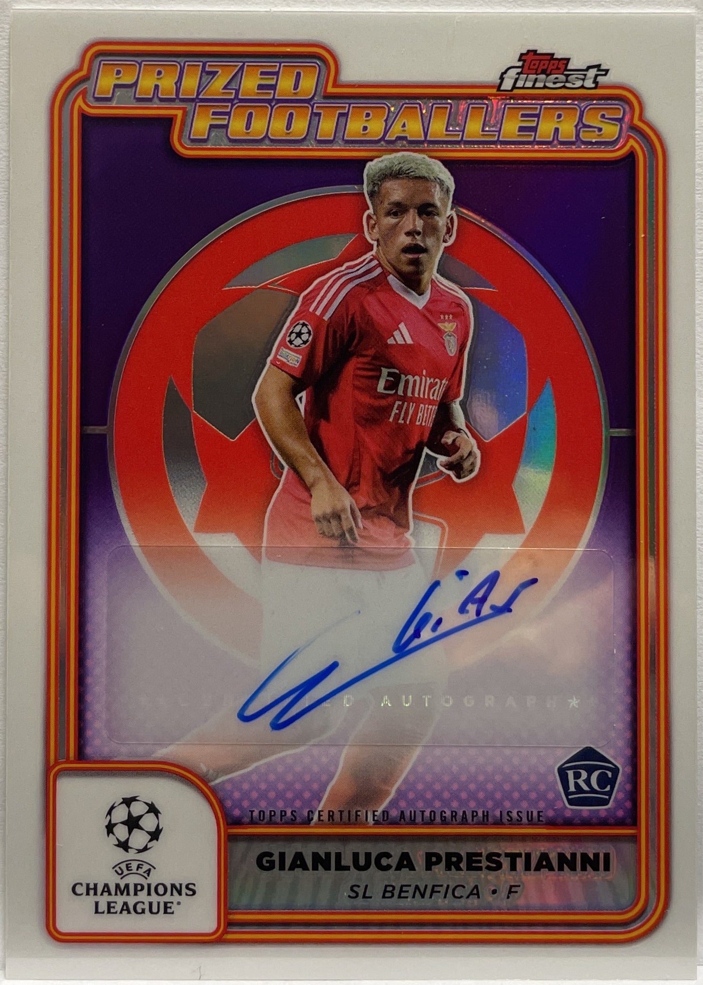 Gianluca Prestianni Rookie Autograph Prized Footballers Topps Finest UCC 2024/25