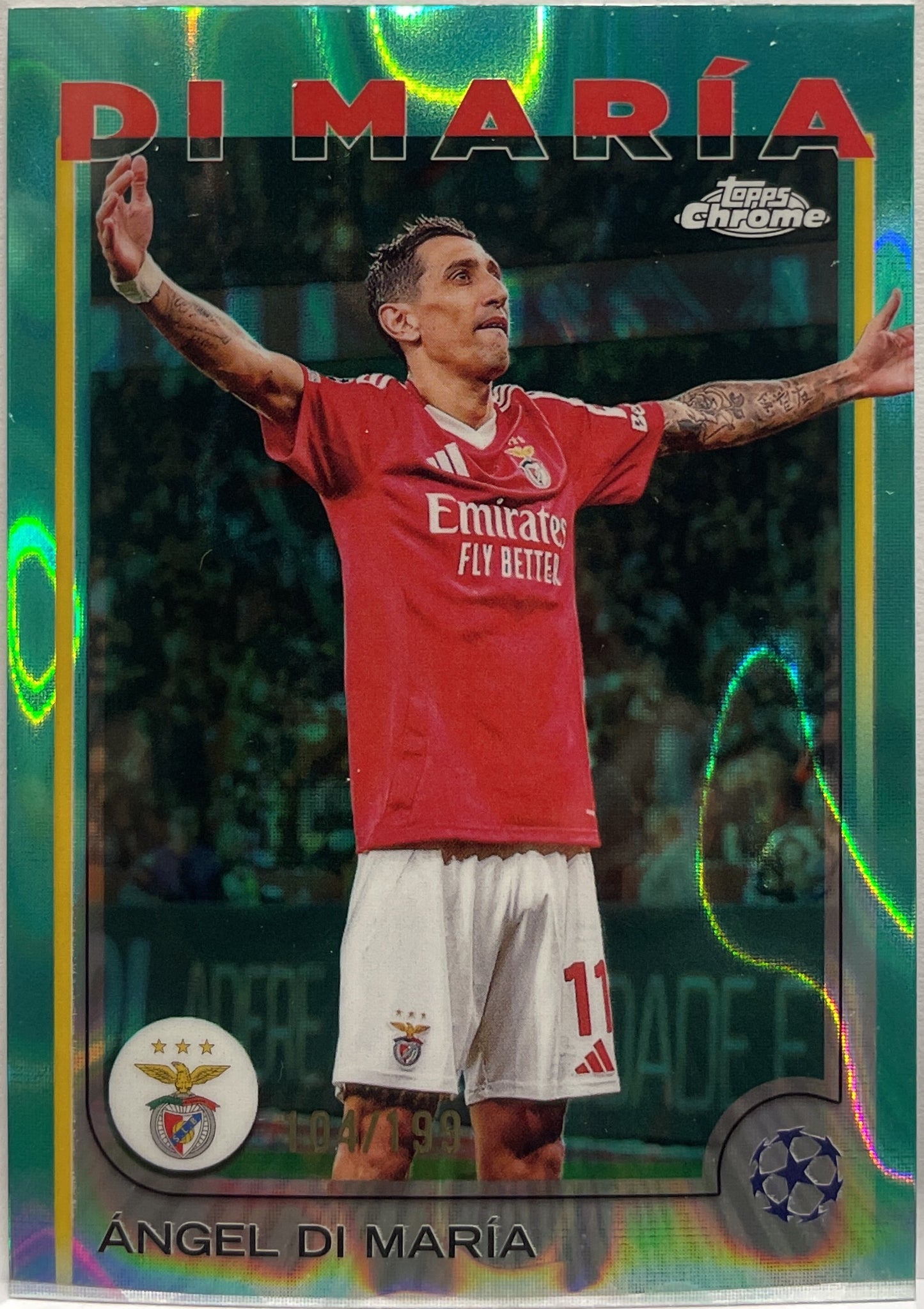 Angel Di Maria 104/199 Aqua Lava Topps Chrome UCC 2024/25