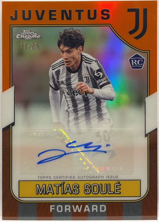 Matias Soule 11/25 Rookie Autograph Orange Topps Chrome Juventus 2022/23