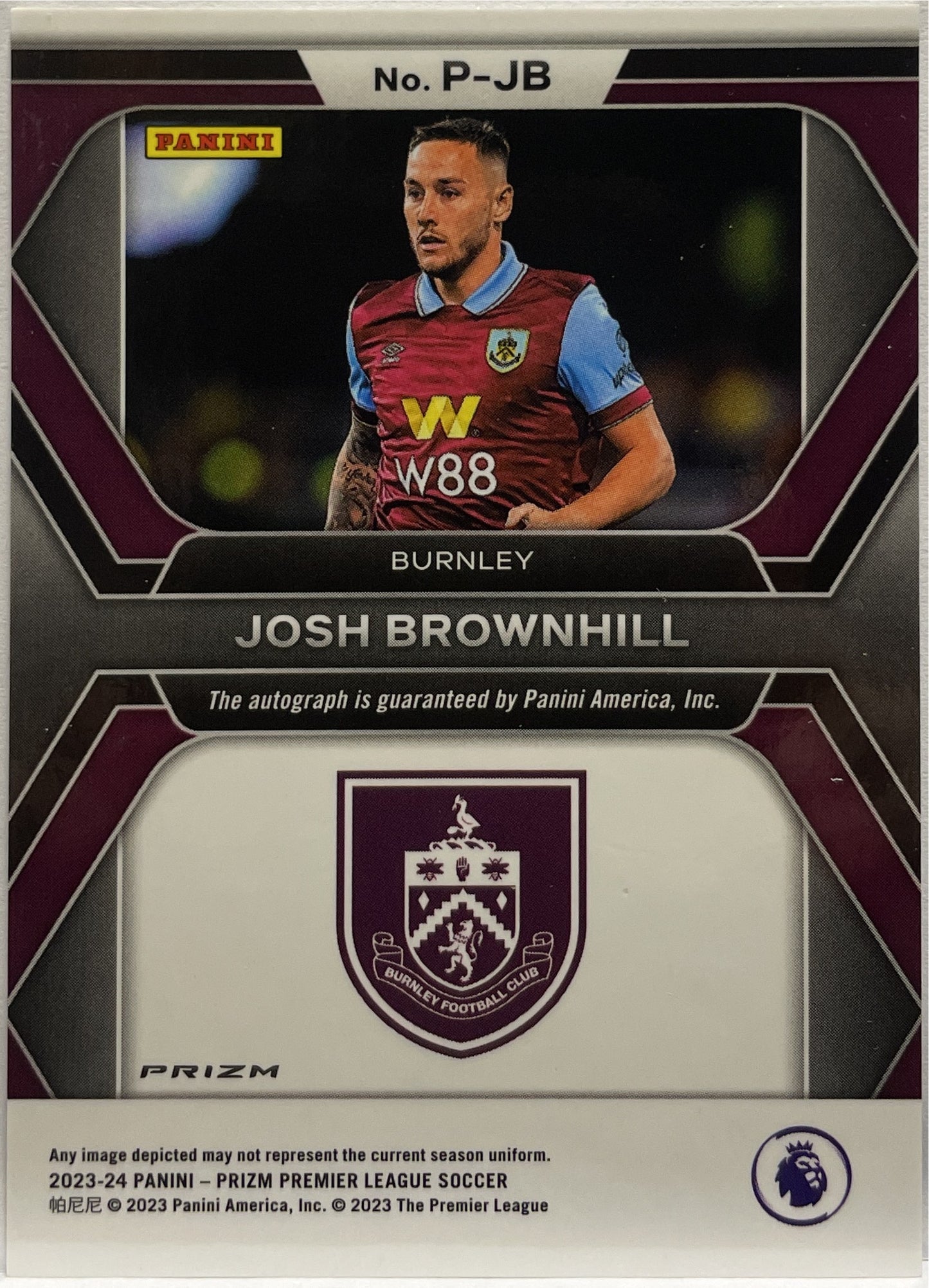 Josh Brownhill Autograph Penmanship Green Prizm Premier League 2023/24
