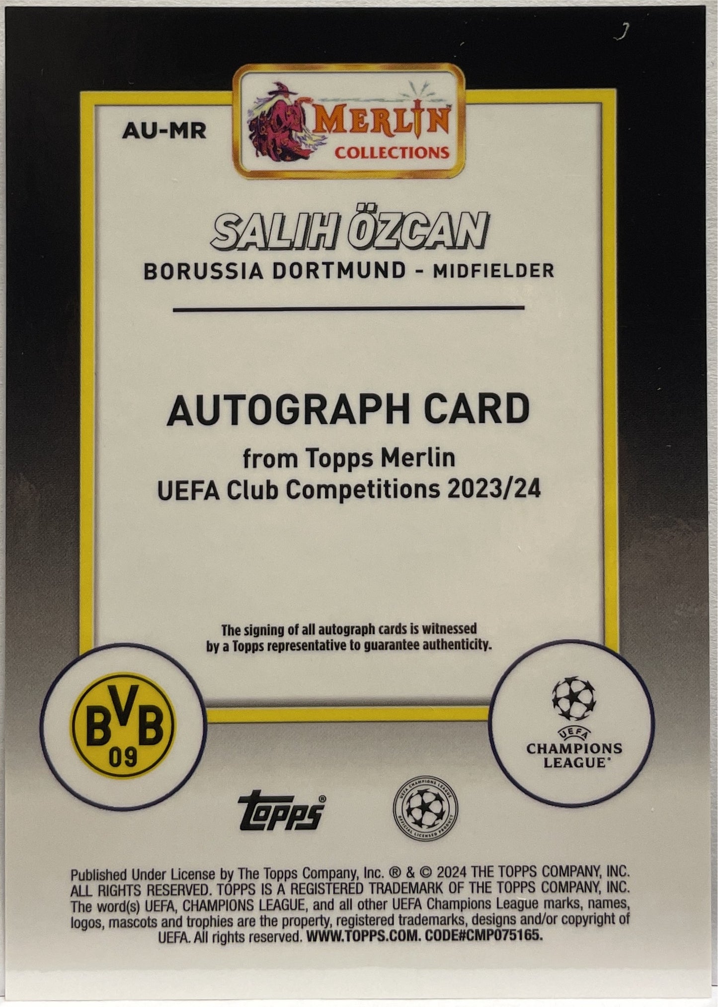 Salih Ozcan Autograph Topps Chrome Merlin 2023/24