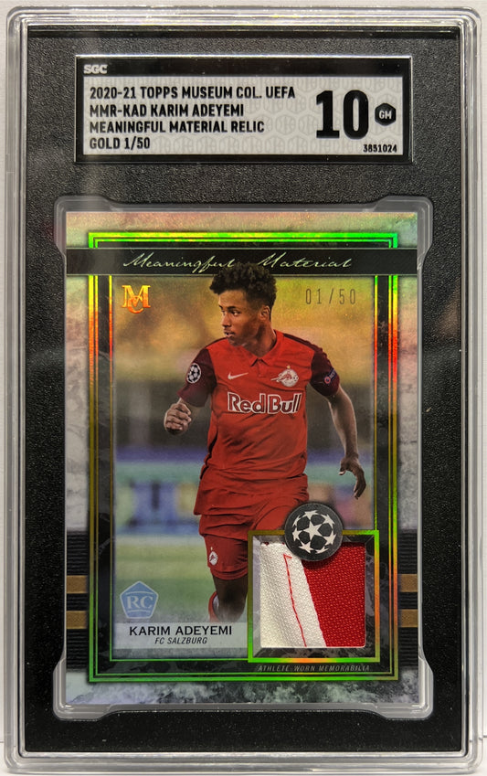 Karim Adeyemi 1/50 Rookie Patch Meaningful Material Relic Gold Topps Museum 2020/21 SGC 10