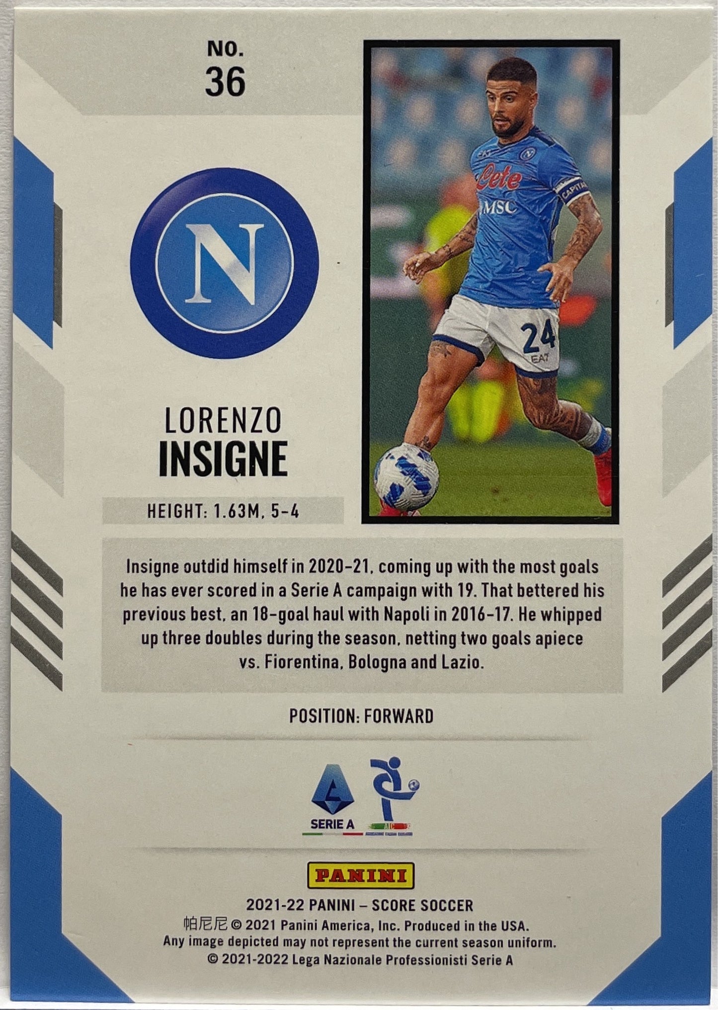 Lorenzo Insigne 36/49 Blue Score Serie A 2021/22