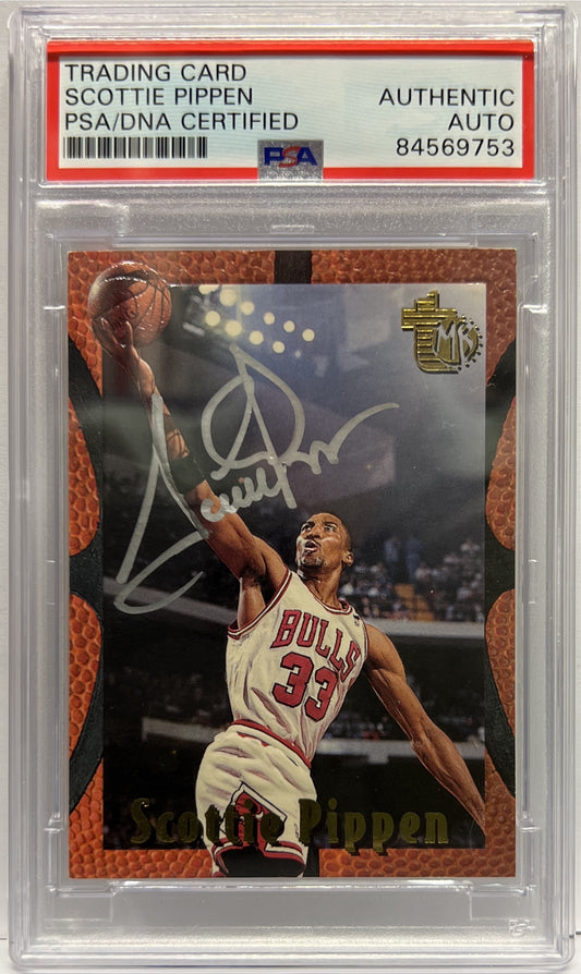 Scottie Pippen Autograph On Card Trading Card Topps Basketball NBA PSA Authentic