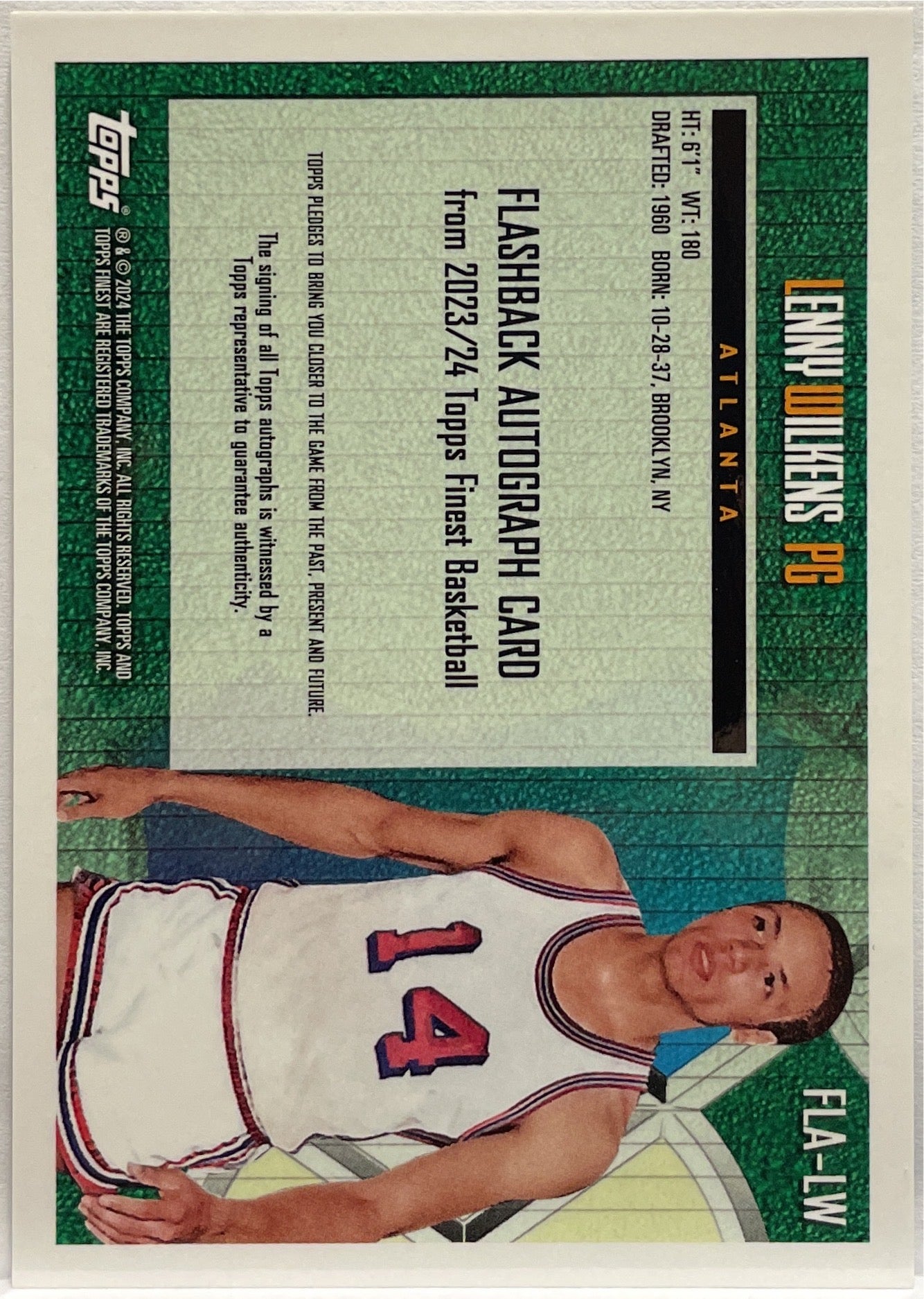 Lenny Wilkens 6/50 Autograph Flashback Gemetric Gold Topps Finest NBA Basketball 2023/24