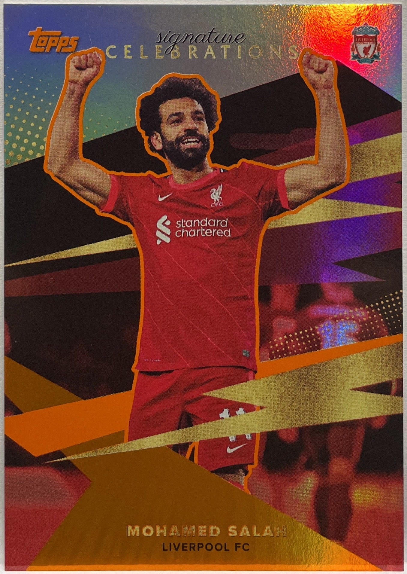 Mohamed Salah 7/25 Signature Celebrations Orange Topps Liverpool Team Set 2021/22