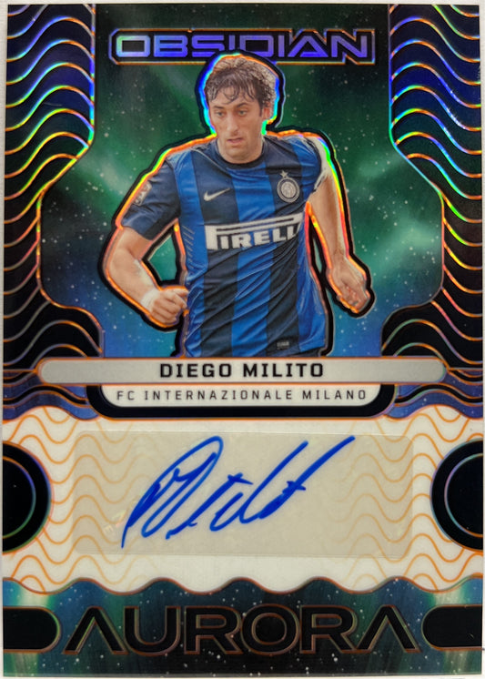 Diego Milito 86/99 Autograph Aurora Obsidian 2023/24