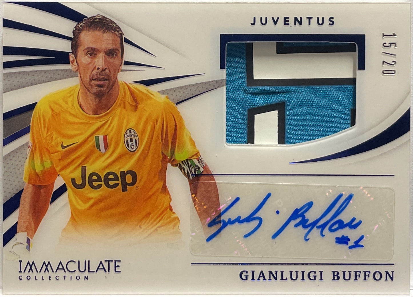 Gianluigi Buffon 15/20 Player-Worn Patch Autograph Material Panini Immaculate 2021