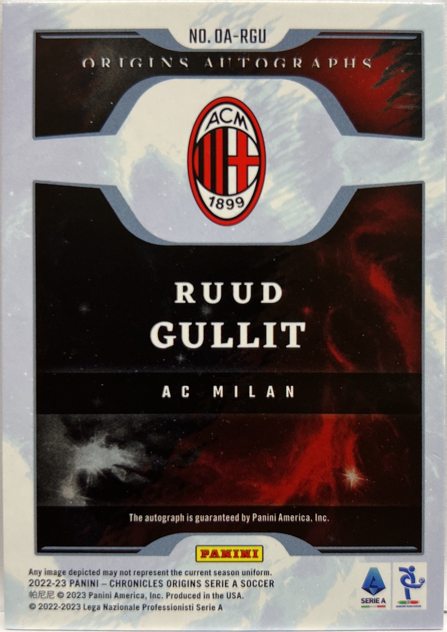Ruud Gullit 136/299 Autograph Origins Chronicles 2022/23
