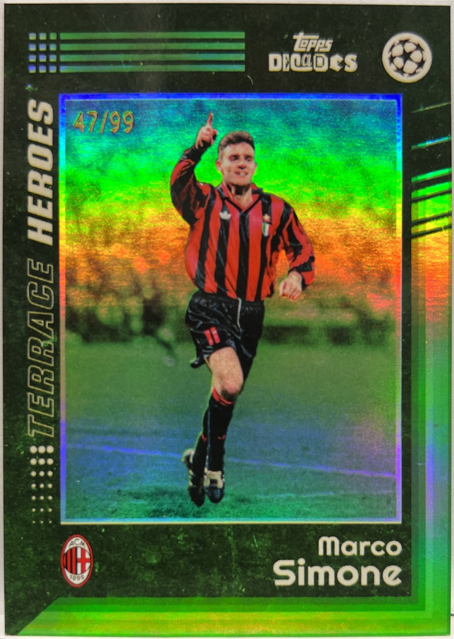 Marco Simone 47/99 Terrace Heroes Green Topps Decades 2024/25