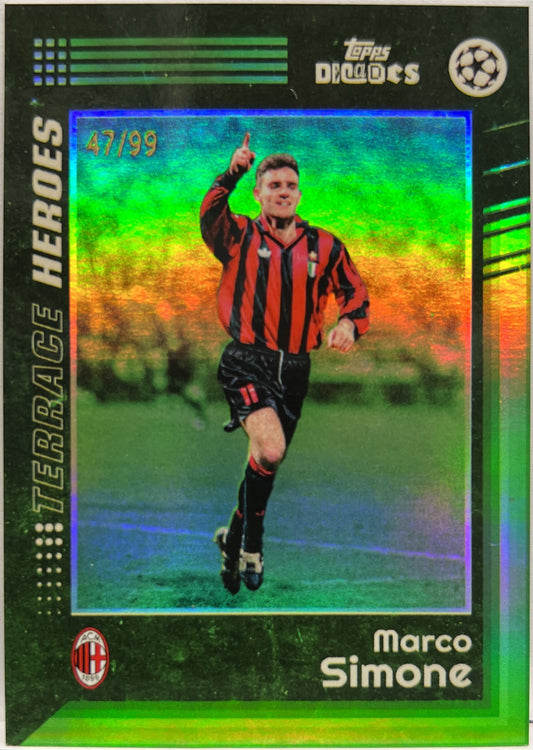 Marco Simone 47/99 Terrace Heroes Green Topps Decades 2024/25