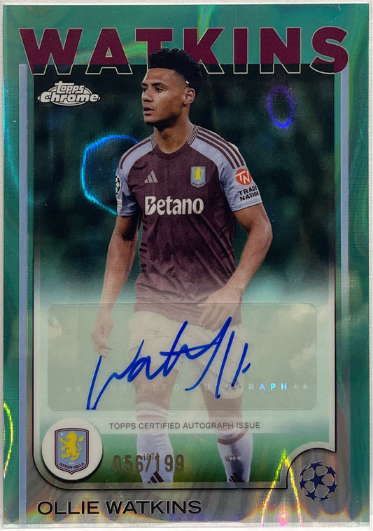 Ollie Watkins 56/199 Autograph Aqua Lava Topps Chrome UCC 2024/25