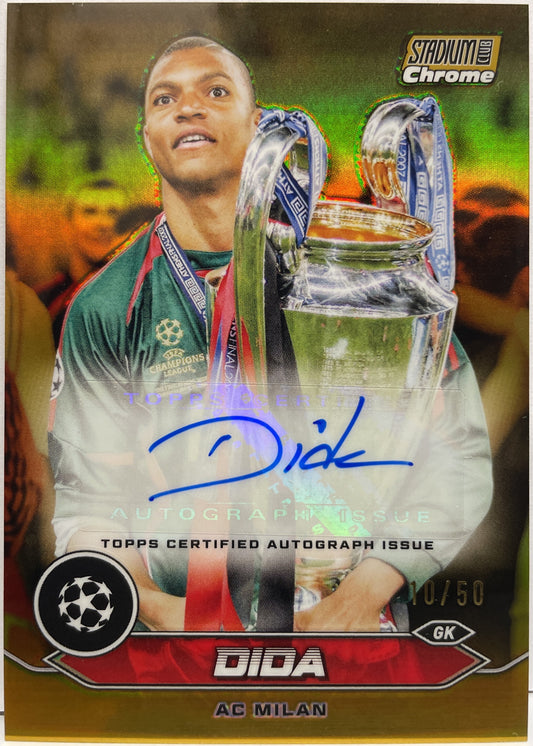 Dida 10/50 Autograph Gold Topps Chrome Stadium Club 2023/24