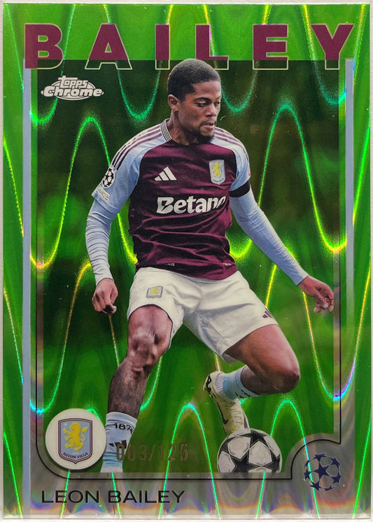 Leon Bailey 3/125 Neon Green RayWave Topps Chrome UCC 2024/25