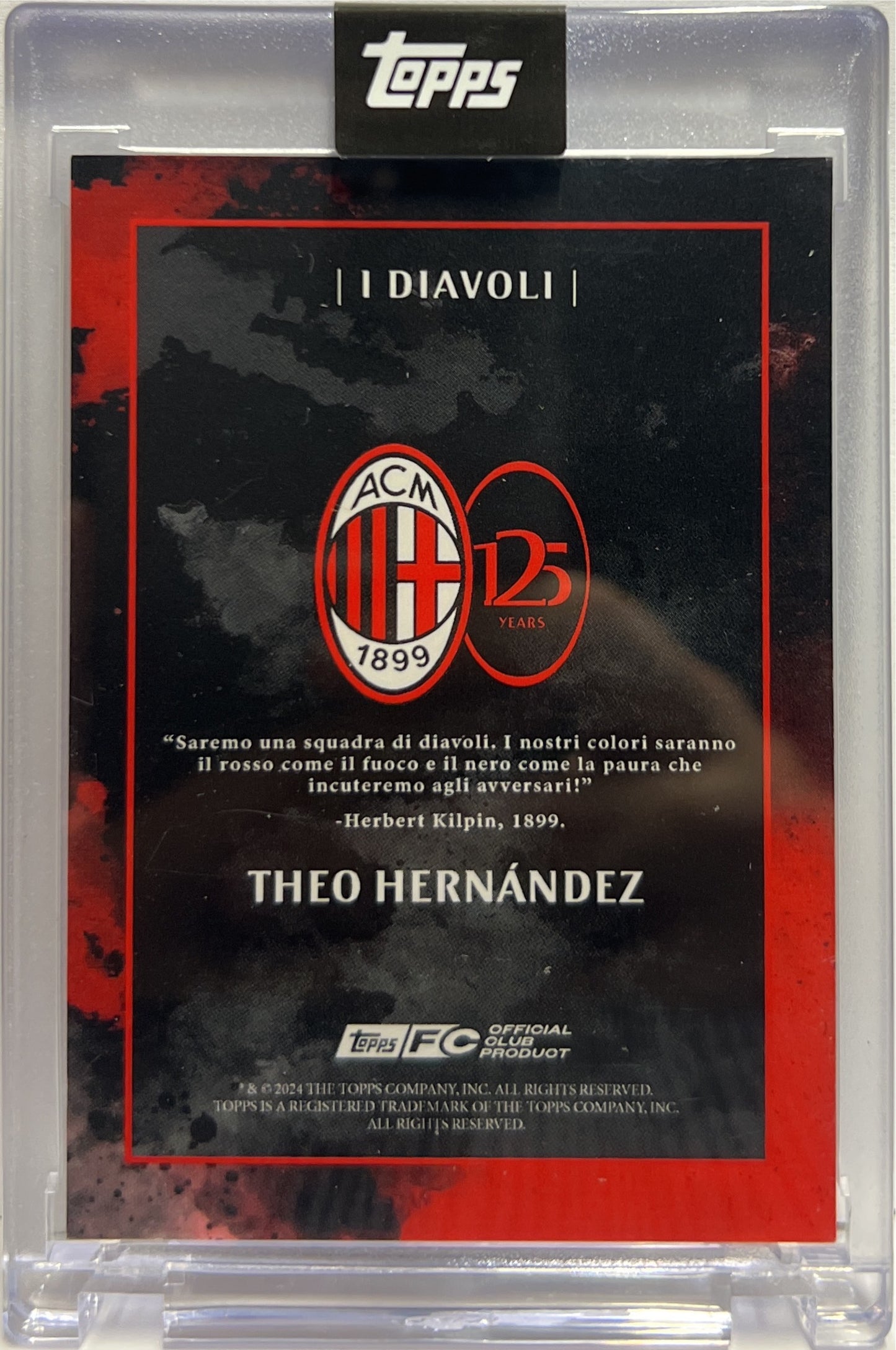 Theo Hernandez 26/49 Autograph I Diavoli Topps AC Milan 125 Anniversary 2025
