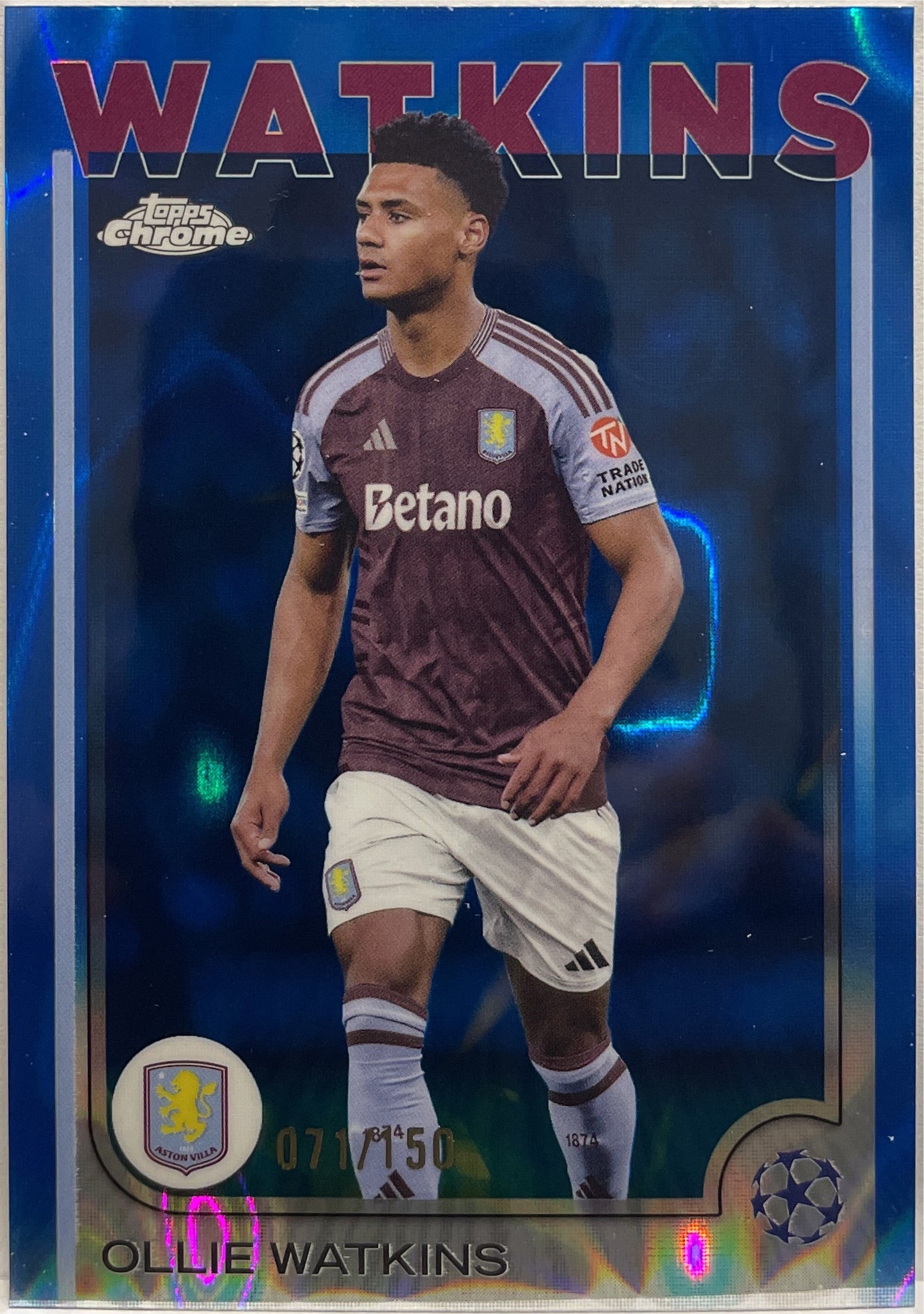 Ollie Watkins 71/150 Blue Lava Topps Chrome UCC 2024/25