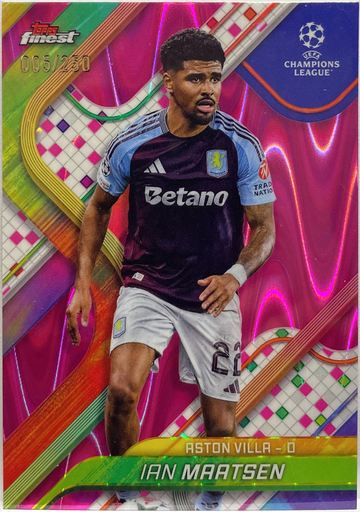 Ian Maatsen 5/250 Pink RayWave Topps Finest UCC 2024/25