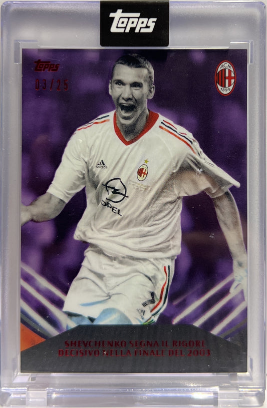 Shevchenko 3/25 Segna Il Rigore Decisivo Nella Finale Del 2003 Topps AC Milan 125 Anniversary 2025