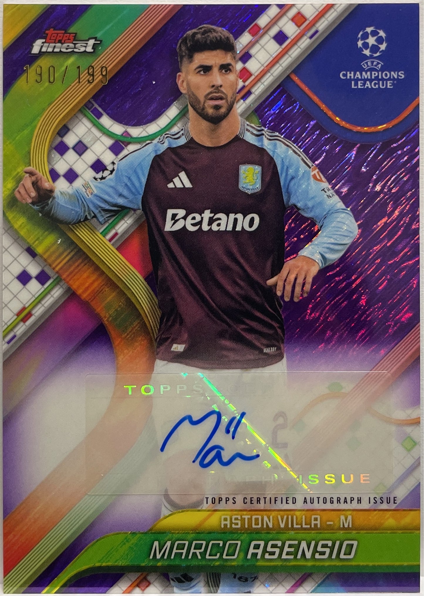 Marco Asensio 190/199 Autograph Purple Shimmer Topps Finest UCC 2024/25