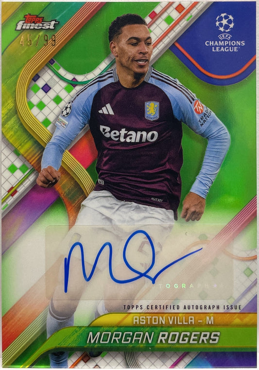 Morgan Rogers 45/99 Autograph Neon Green Topps Finest UCC 2024/25