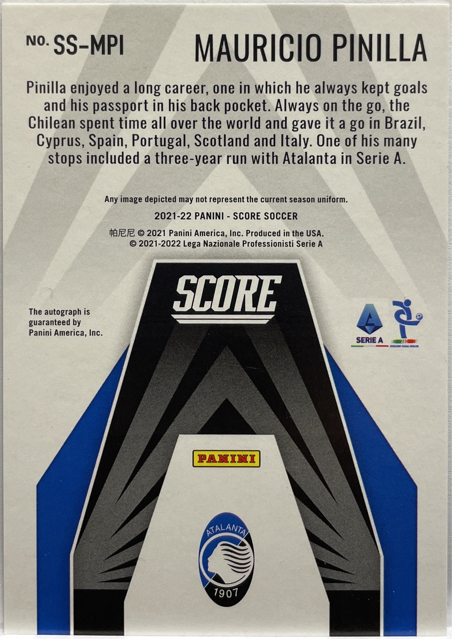 Mauricio Pinilla 56/199 Autograph Signature Score Serie A 2021/22