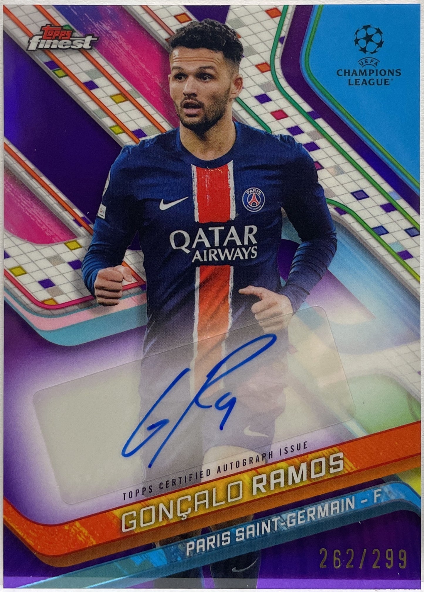 Goncalo Ramos 262/299 Autograph Purple Topps Finest UCC 2024/25