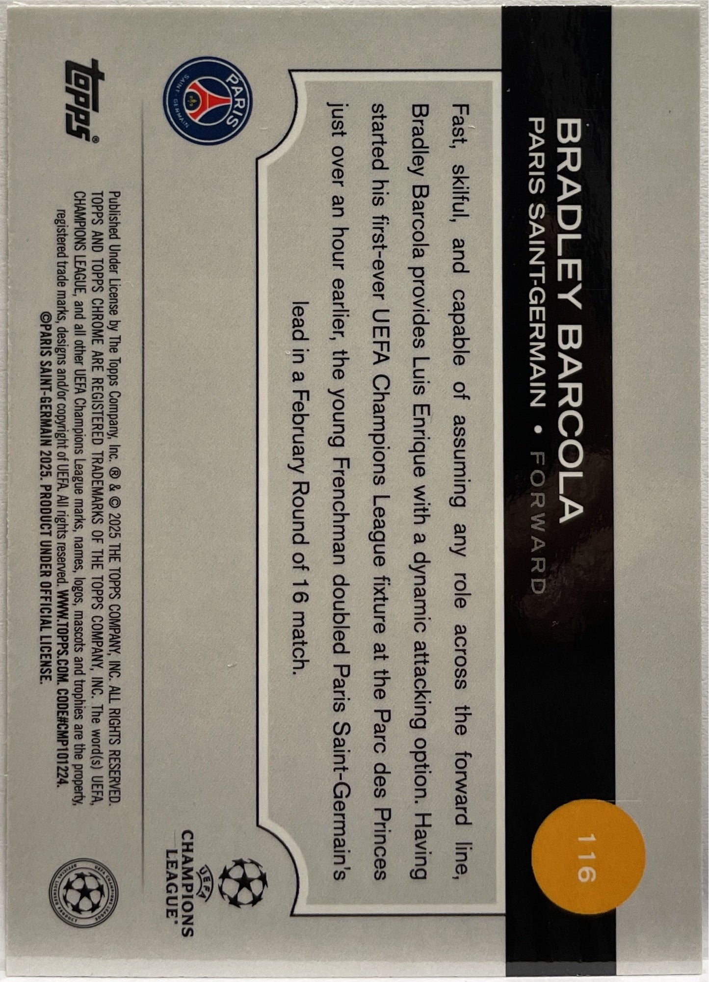 Bradley Barcola 53/75 Future Stars All Star Rookie Magenta Lava Topps Chrome UCC 2024/25