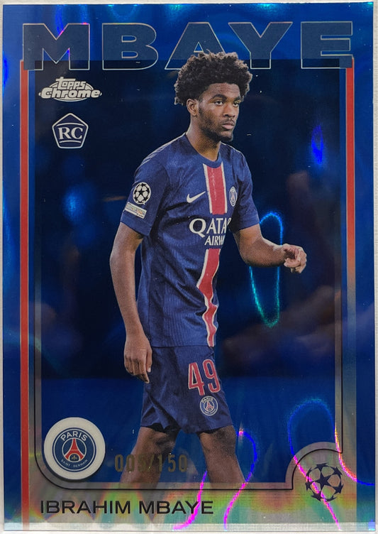 Ibrahim Mbaye 5/150 Rookie Blue Lava Topps Chrome UCC 2024/25