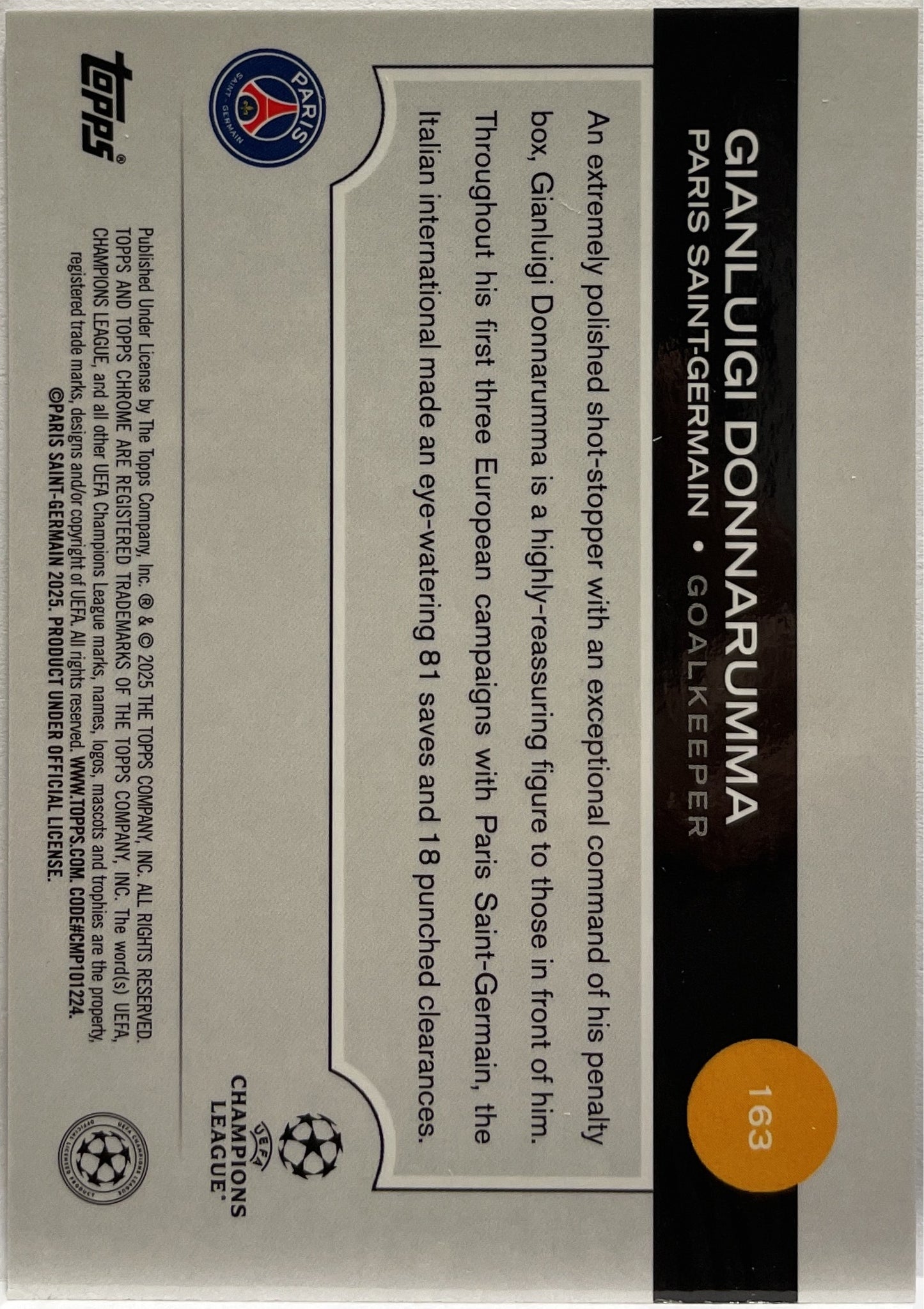 Gianluigi Donnarumma 49/52 Toppsfractor Topps Chrome UCC 2024/25