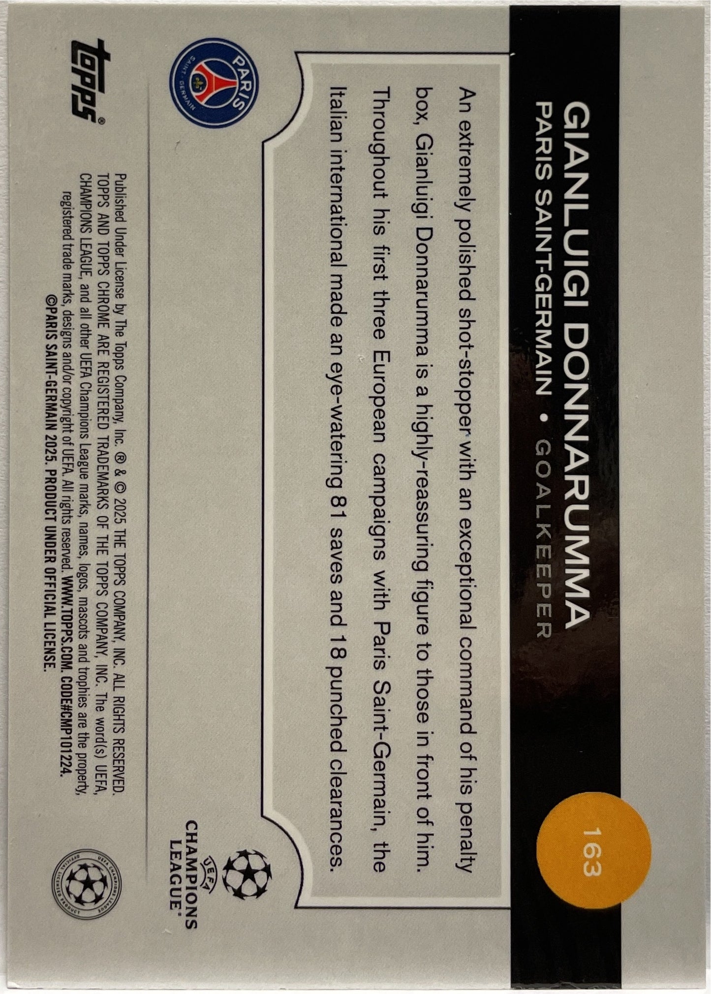 Gianluigi Donnarumma 31/52 Toppsfractor Topps Chrome UCC 2024/25