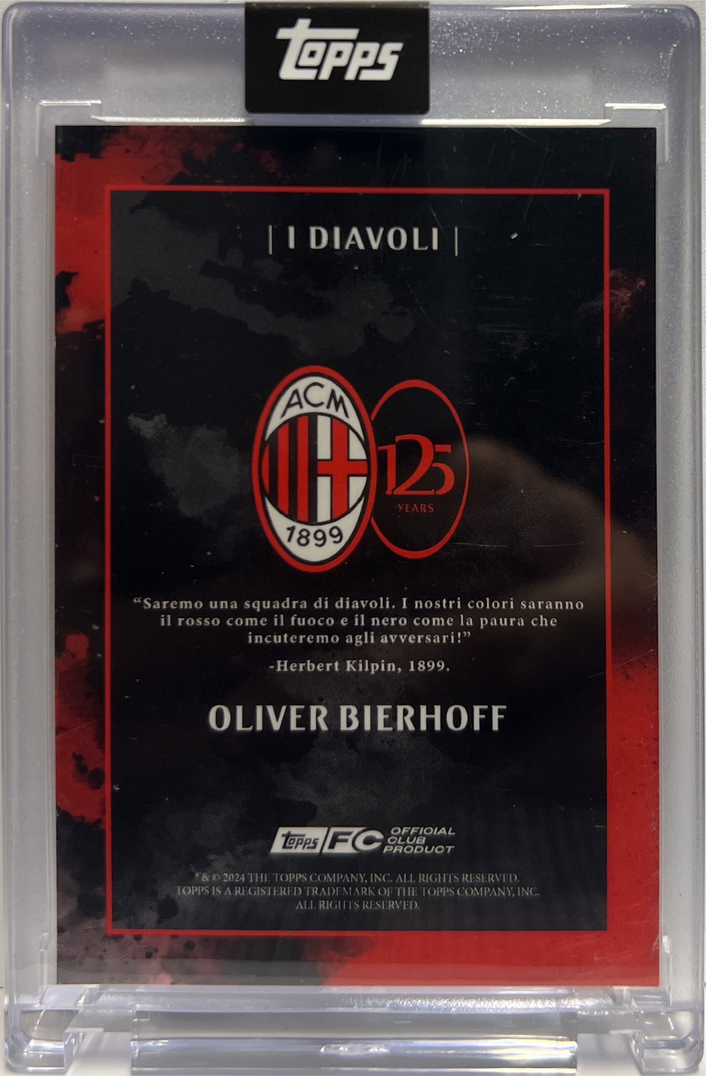 Oliver Bierhoff 1/10 Autograph I Diavoli Topps AC Milan 125 Anniversary 2025