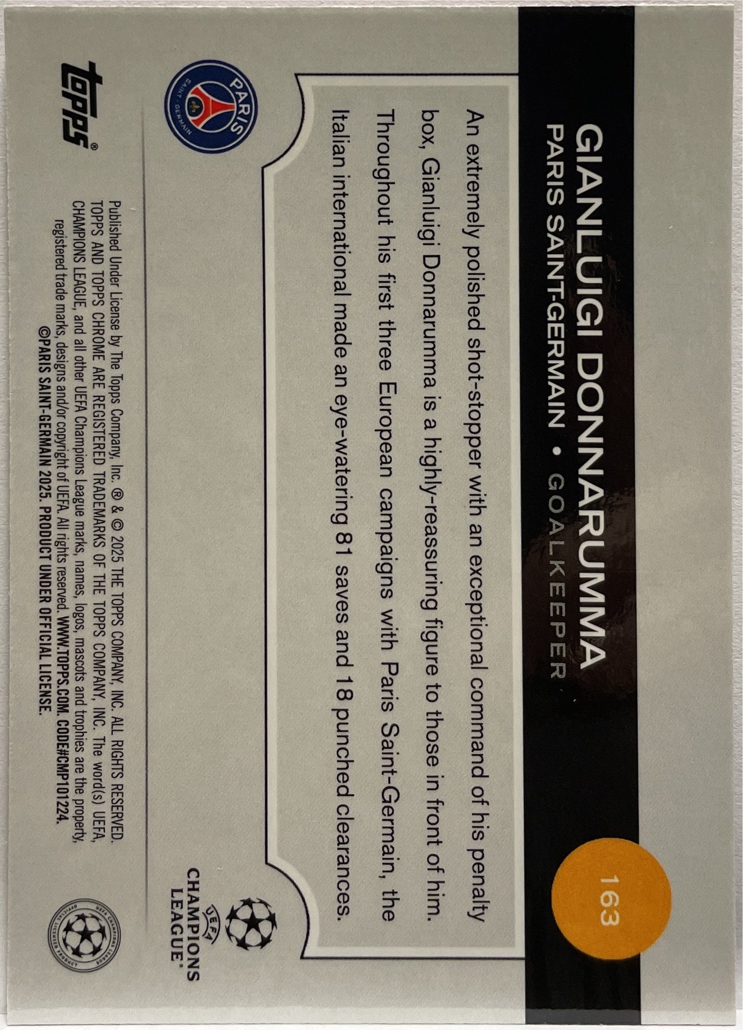 Gianluigi Donnarumma 54/250 Pink Lava Topps Chrome UCC 2024/25