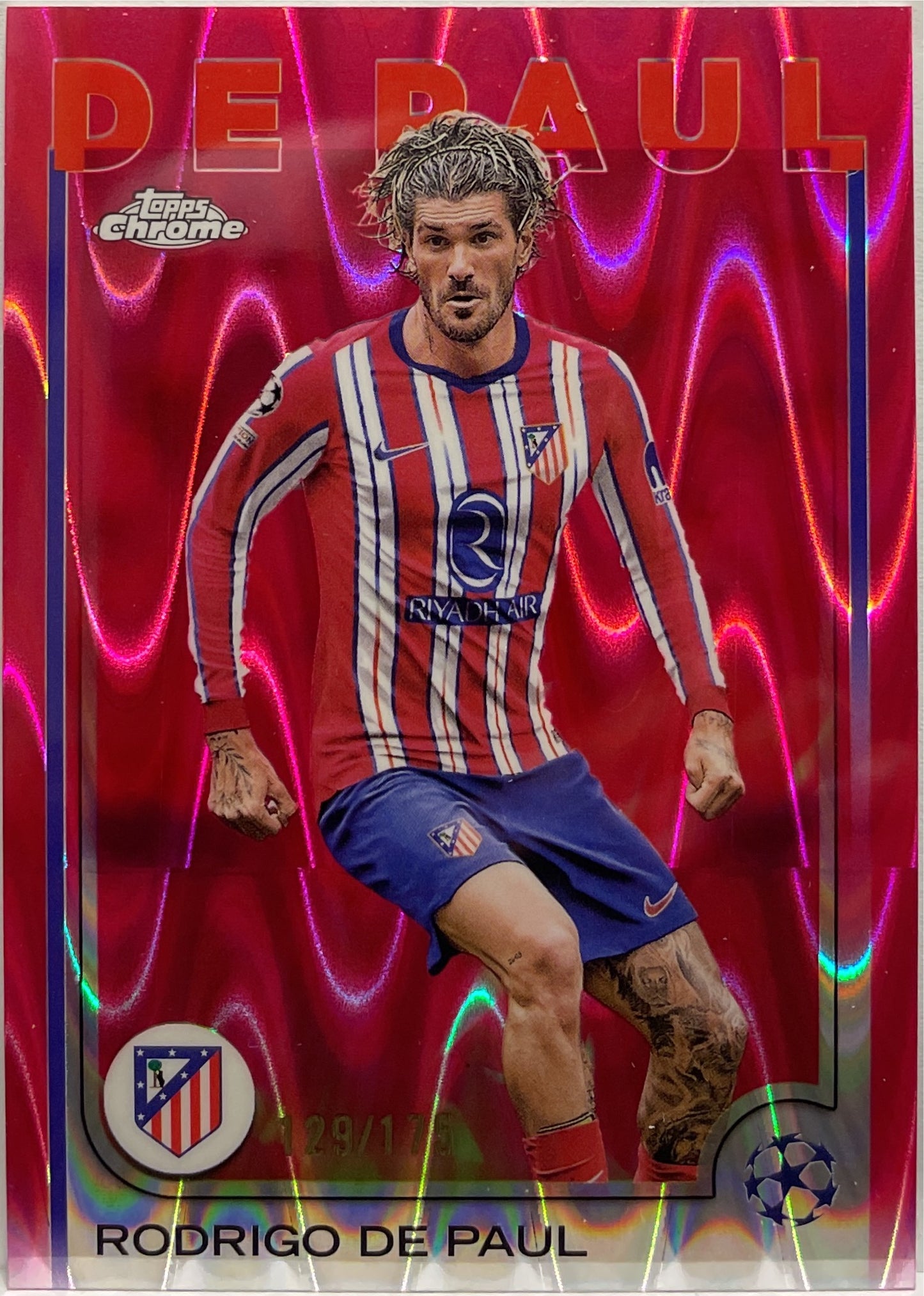 Rodrigo De Paul 129/175 Pink RayWave Topps Chrome UCC 2024/25