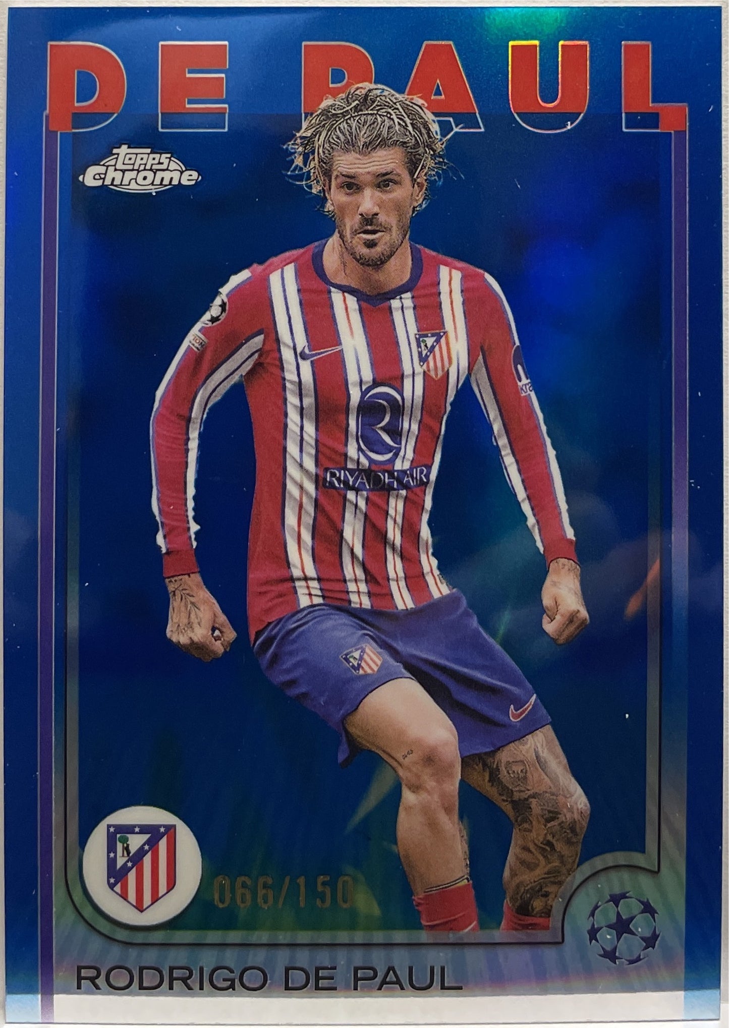 Rodrigo De Paul 66/150 Blue Topps Chrome UCC 2024/25