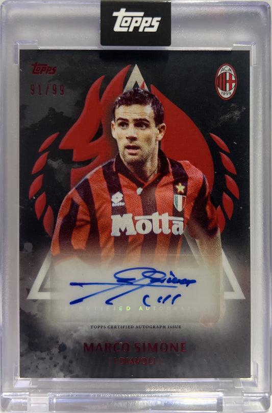 Marco Simone 91/99 Autograph I Diavoli Topps AC Milan 125 Anniversary 2025