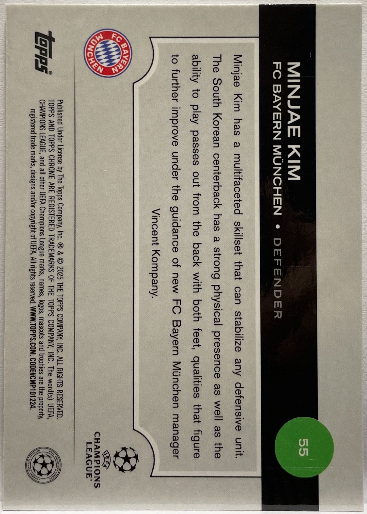 Minjae Kim 50/299 Violet Topps Chrome UCC 2024/25