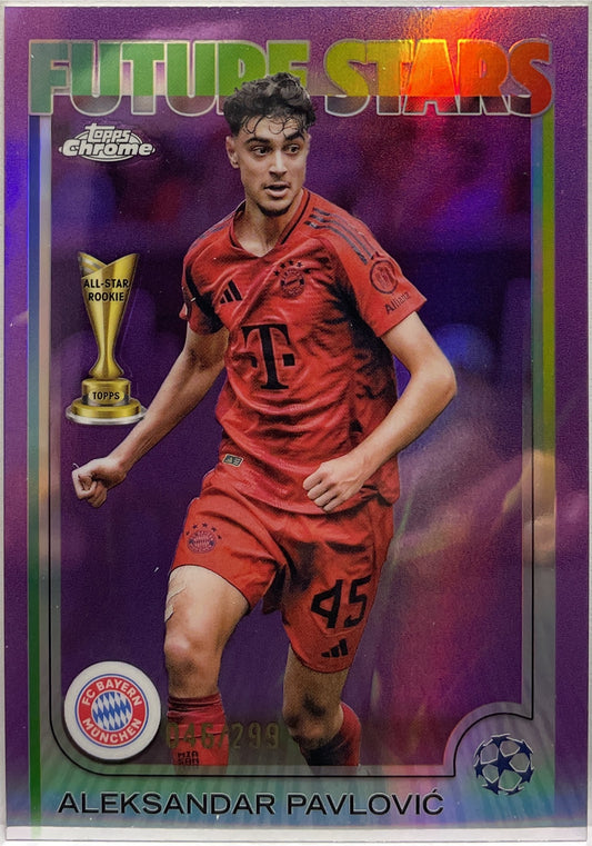 Aleksandar Pavlovic 46/299 Future Stars Violet Topps Chrome UCC 2024/25