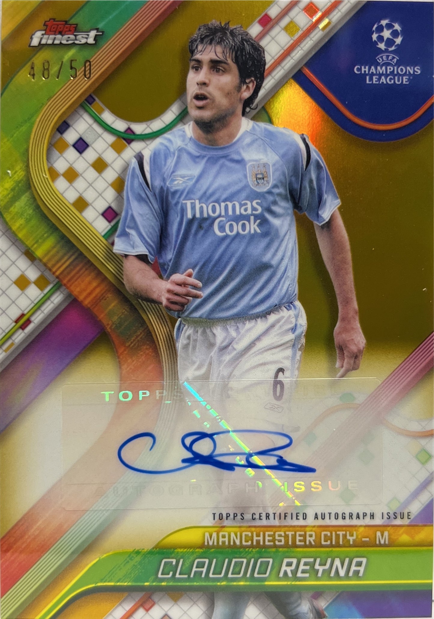 Claudio Reyna 48/50 Autograph Gold Topps Finest UCC 2024/25