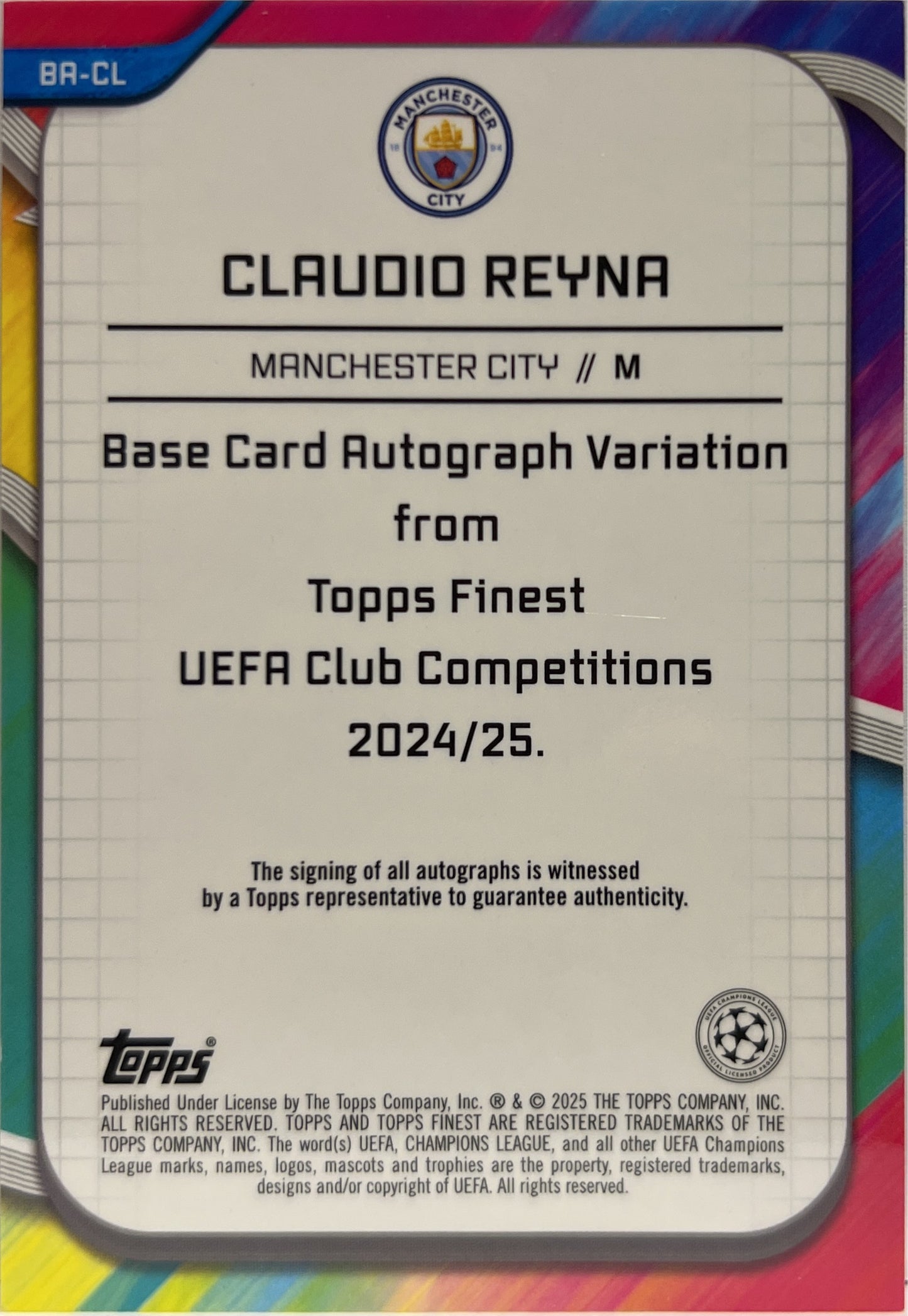 Claudio Reyna 48/50 Autograph Gold Topps Finest UCC 2024/25