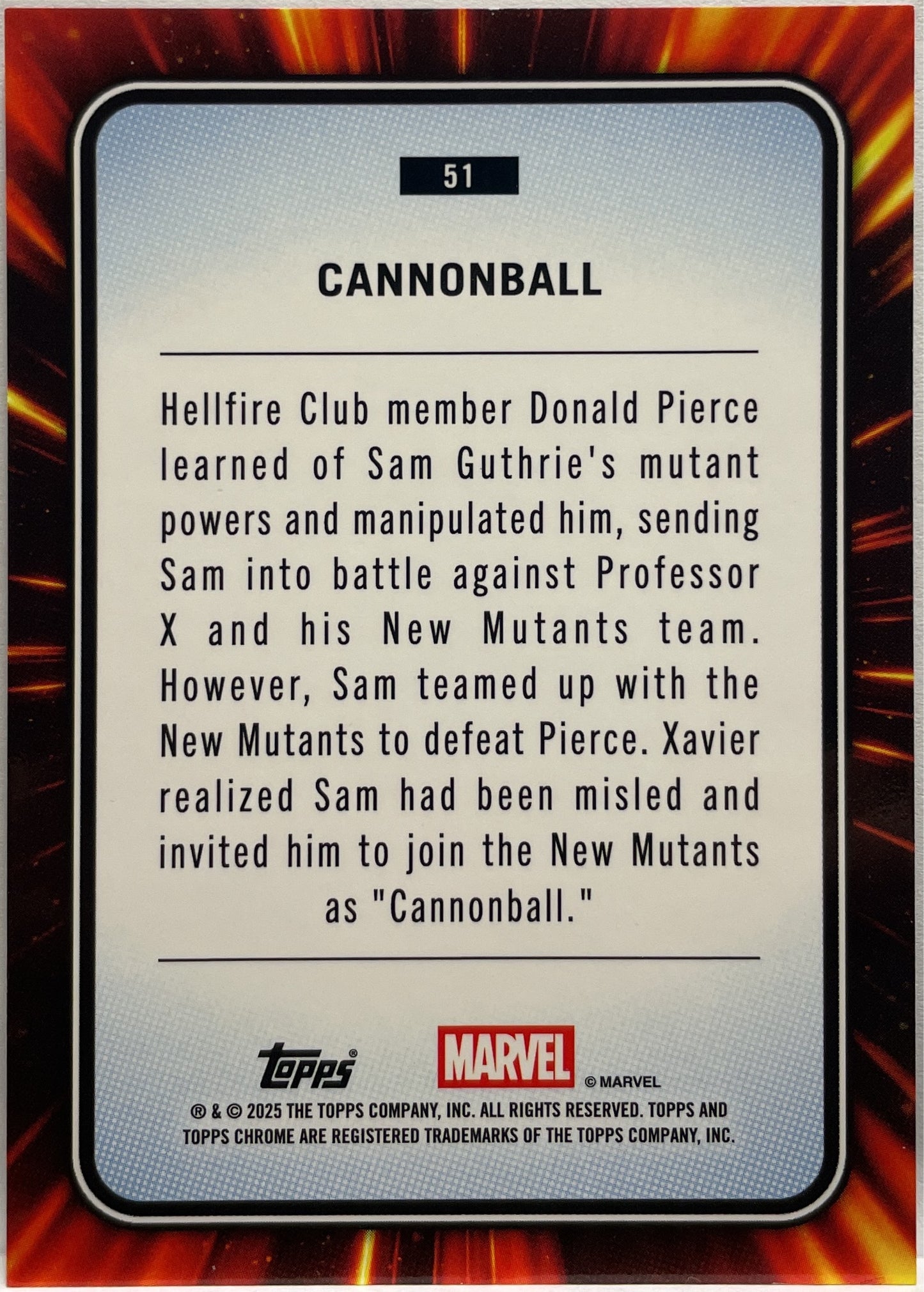 Cannonball 2/10 Black Topps Chrome Marvel 2025