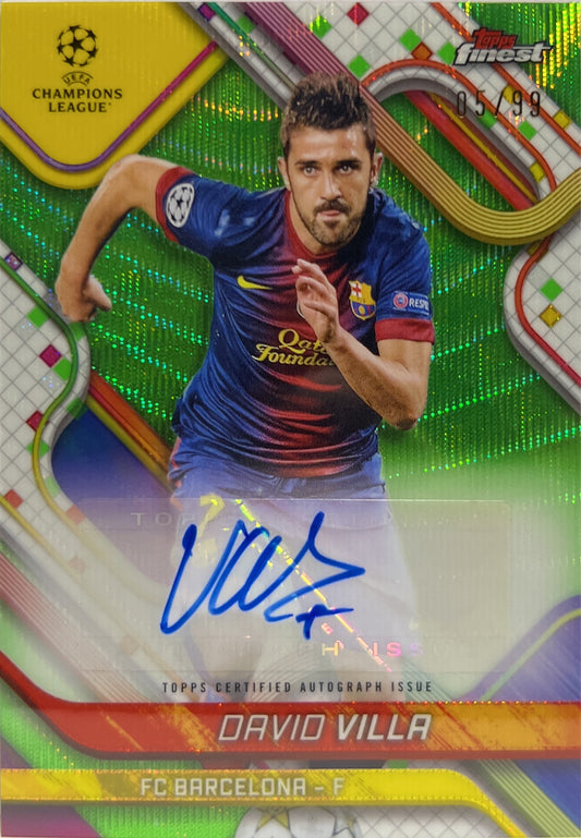 David Villa 5/99 Autograph Neon Green Wave Topps Finest UCC 2024/25